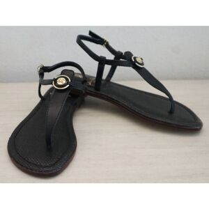 Sam Edelman Women's Sz 5M Black Leather Gigi Signet Thong Sandals